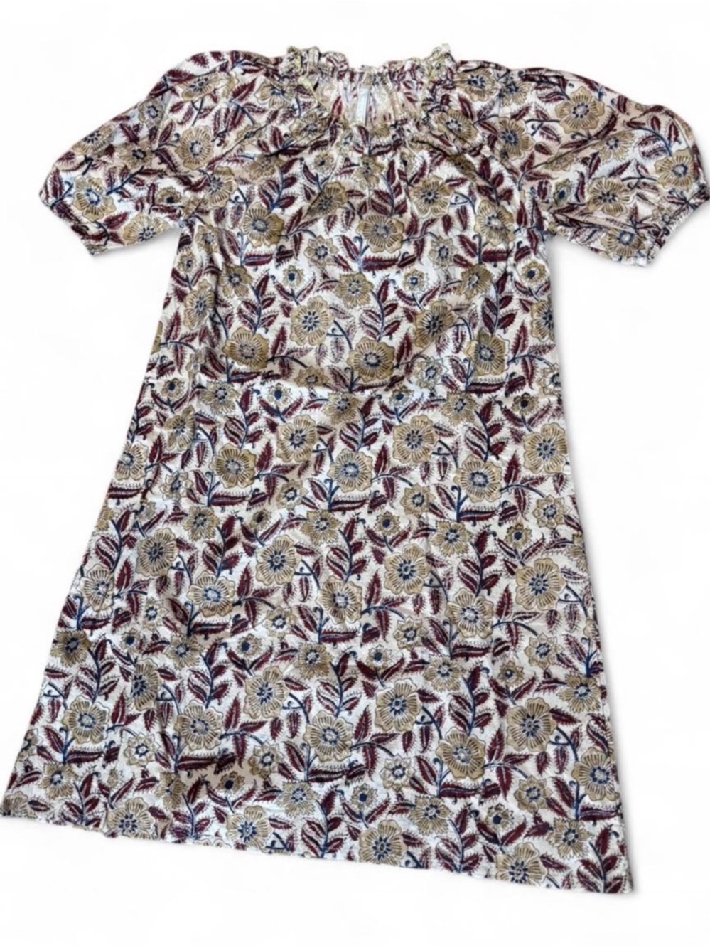 Cotton Floral Smocked Neck Dress